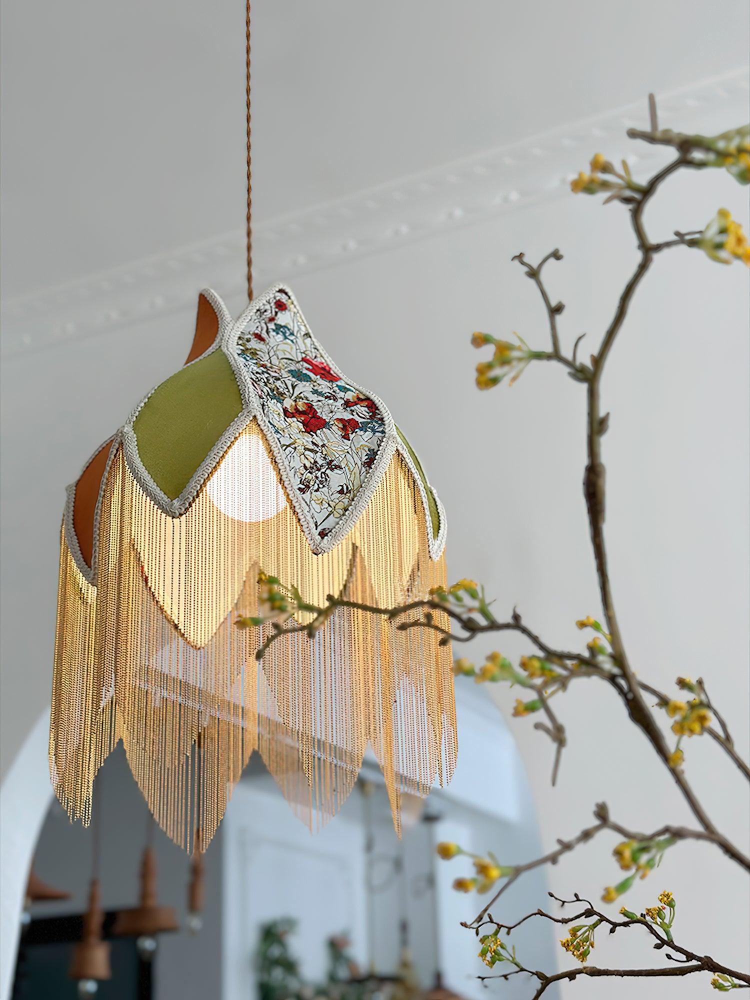 vintage-style-velvet-fringed-pendant-light-with-tassels-and-brass-details