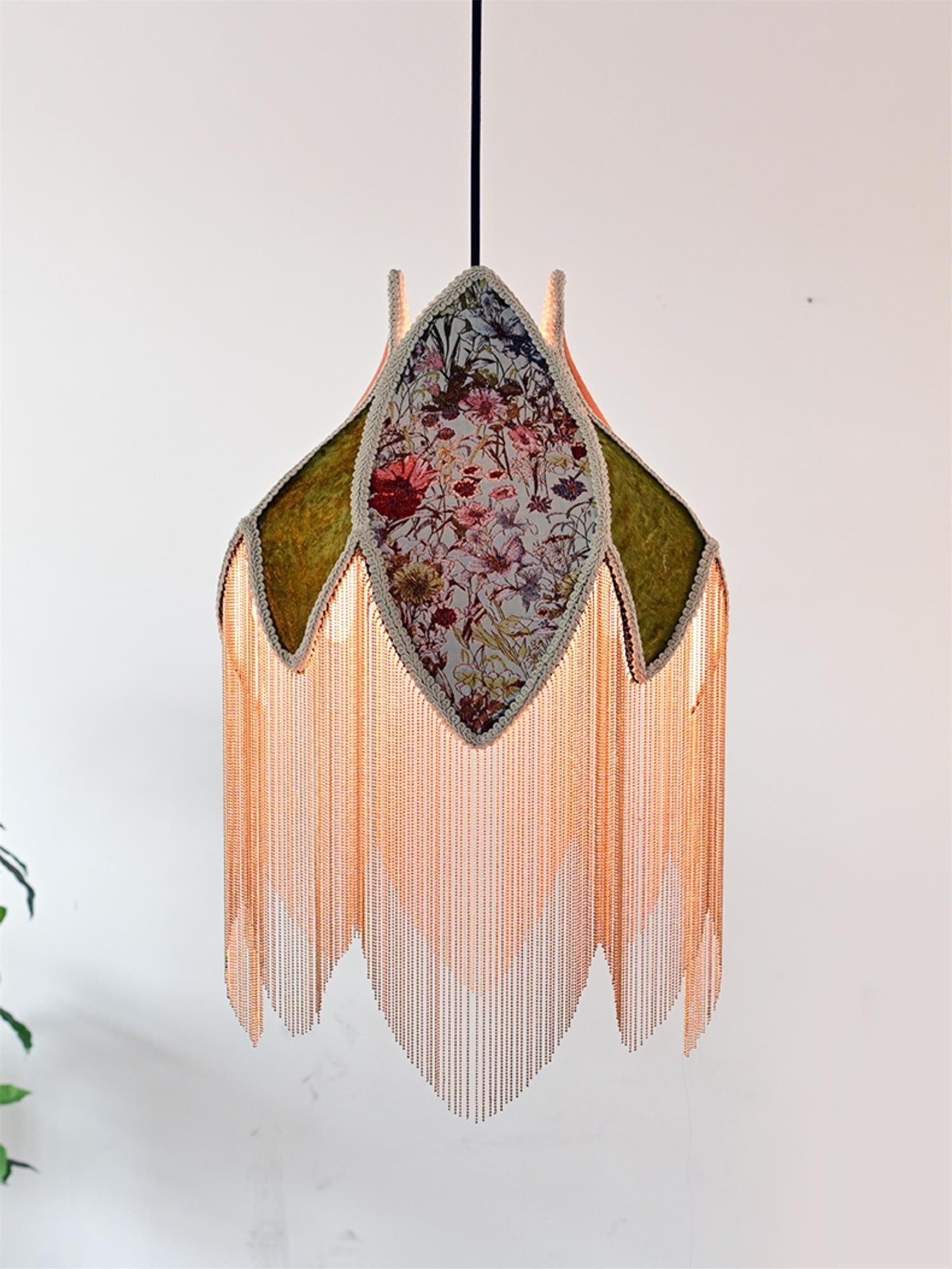 vintage-style-velvet-fringed-pendant-light-with-tassels-and-brass-details
