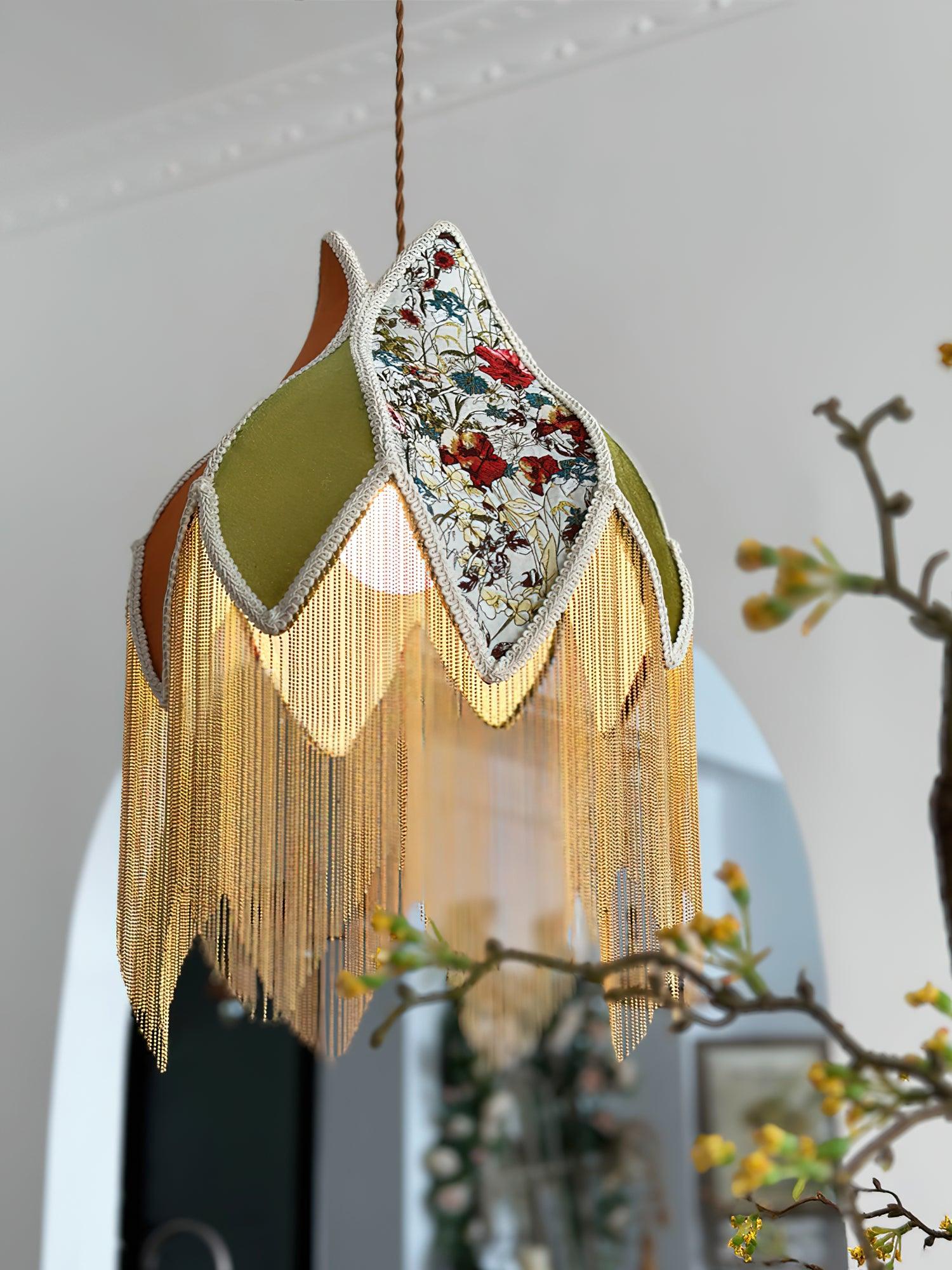 vintage-style-velvet-fringed-pendant-light-with-tassels-and-brass-details