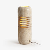 Modern Travertine Stone Bucket Floor Lamp Minimalist Uplight for Living Room