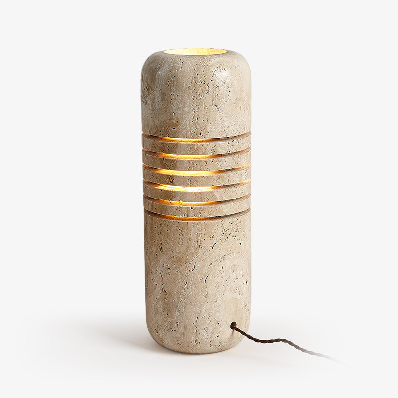 Modern Travertine Stone Bucket Floor Lamp Minimalist Uplight for Living Room