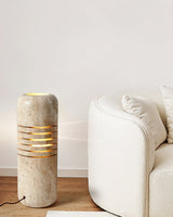 Modern Travertine Stone Bucket Floor Lamp Minimalist Uplight for Living Room