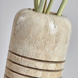 Modern Travertine Stone Bucket Floor Lamp Minimalist Uplight for Living Room