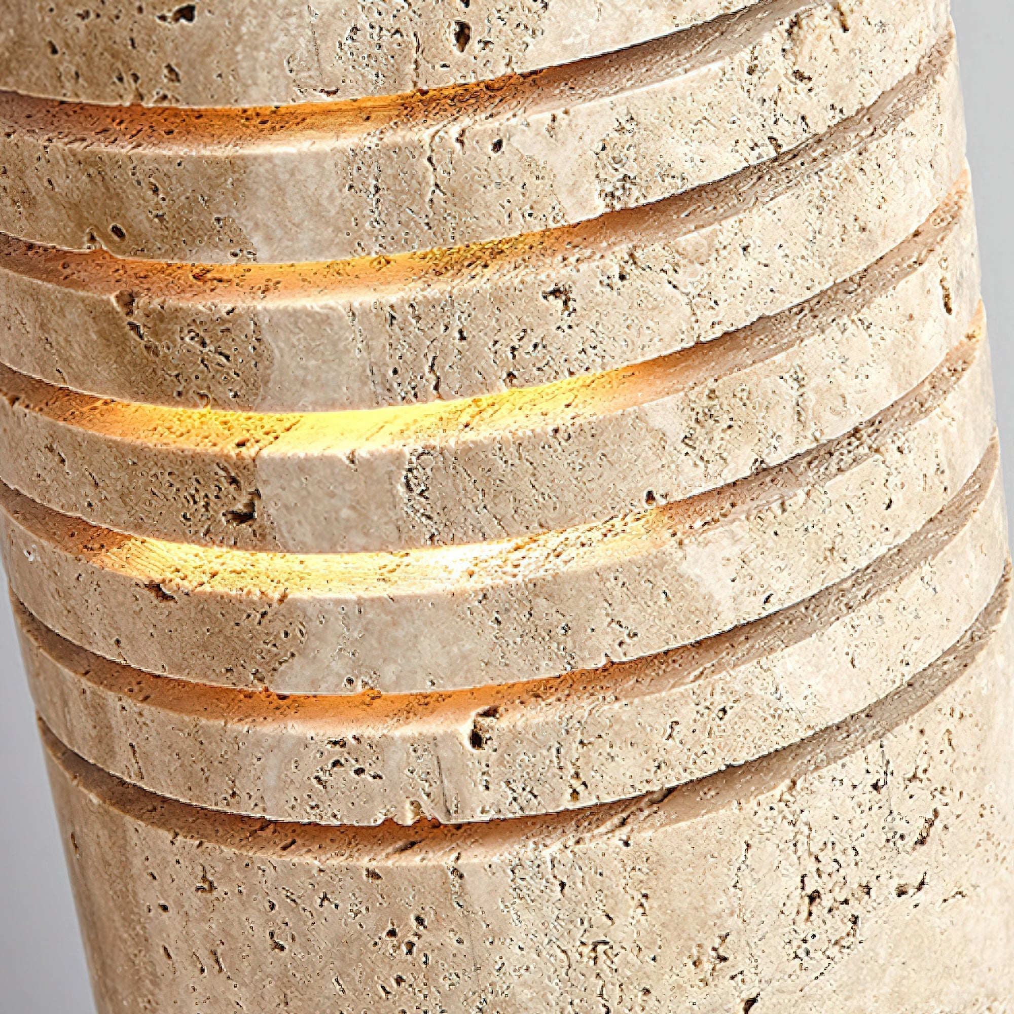 Modern Travertine Stone Bucket Floor Lamp Minimalist Uplight for Living Room