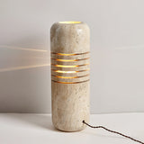 Modern Travertine Stone Bucket Floor Lamp Minimalist Uplight for Living Room