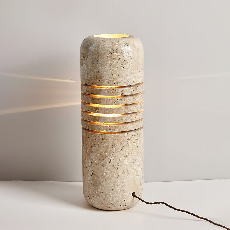 Modern Travertine Stone Bucket Floor Lamp Minimalist Uplight for Living Room
