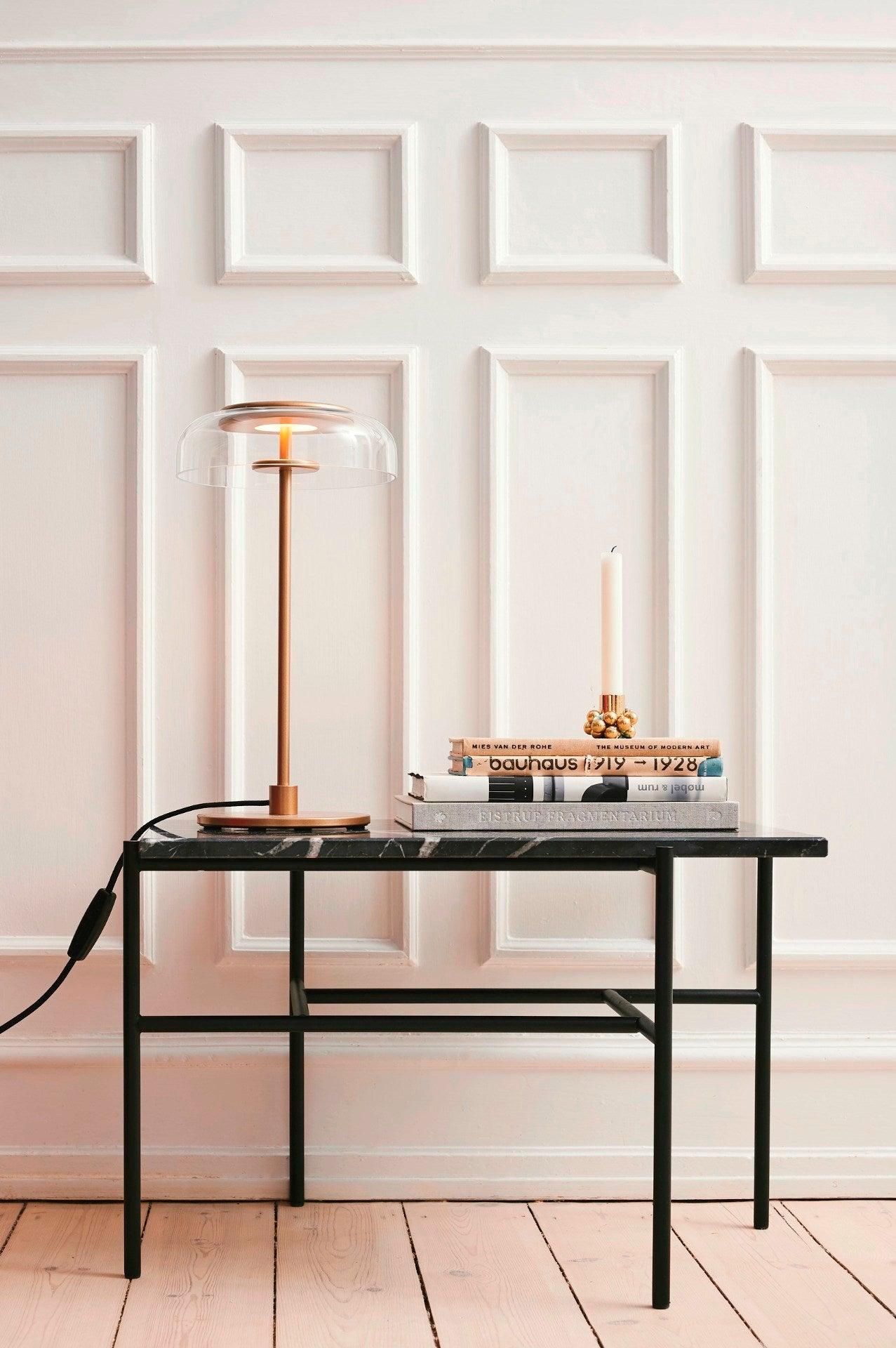 Modern Solara Brass and Glass LED Table Lamp for Living Room and Office