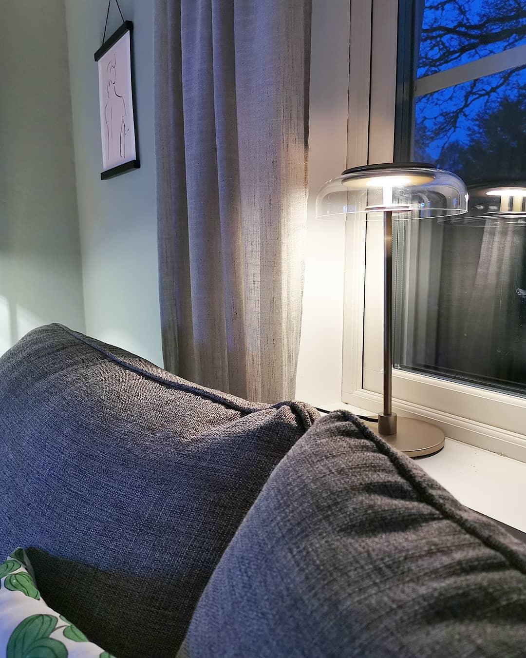 Modern Solara Brass and Glass LED Table Lamp for Living Room and Office