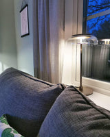 Modern Solara Brass and Glass LED Table Lamp for Living Room and Office