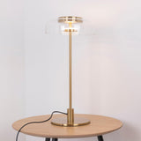 Modern Solara Brass and Glass LED Table Lamp for Living Room and Office