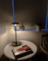 Modern Solara Brass and Glass LED Table Lamp for Living Room and Office