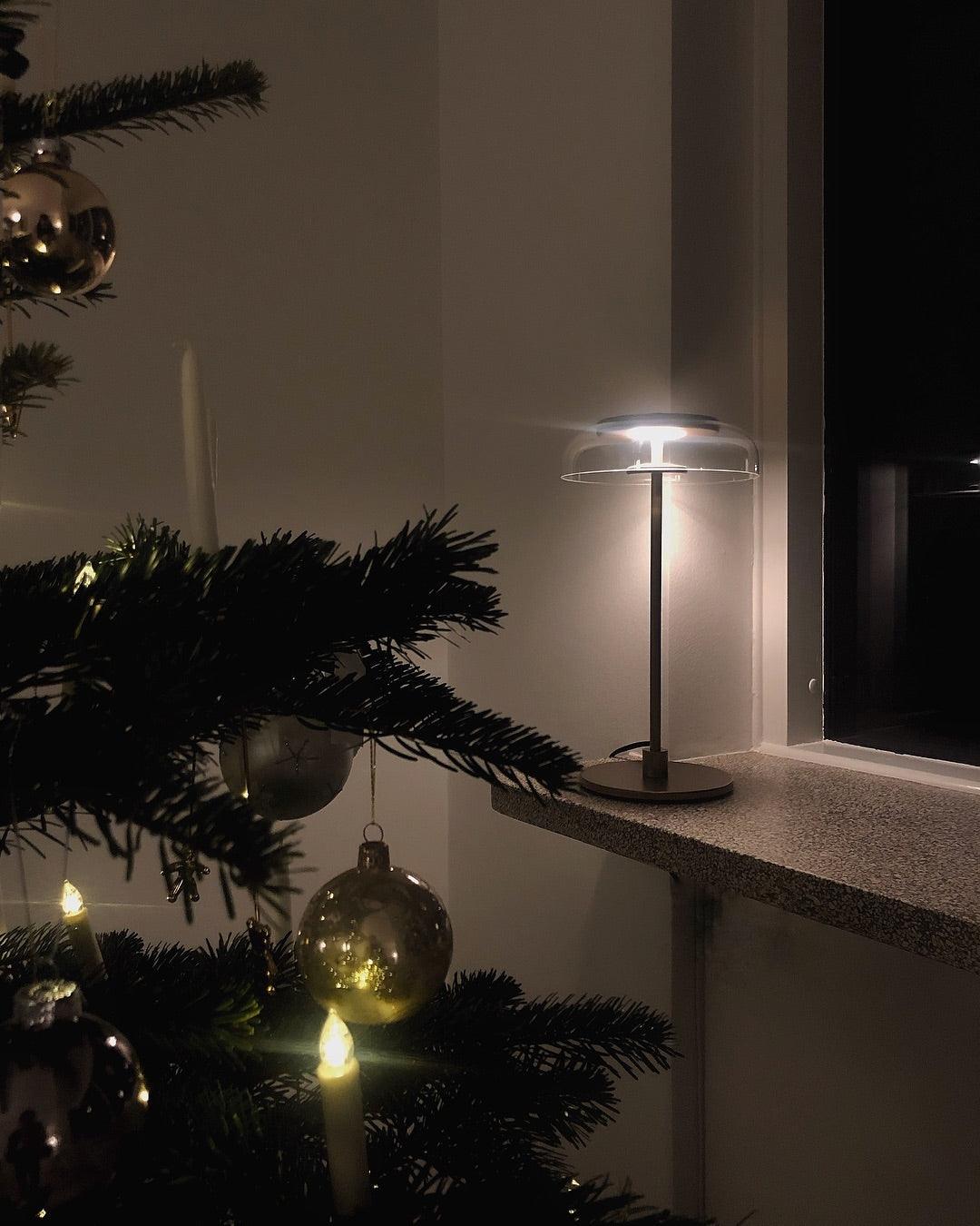 Modern Solara Brass and Glass LED Table Lamp for Living Room and Office