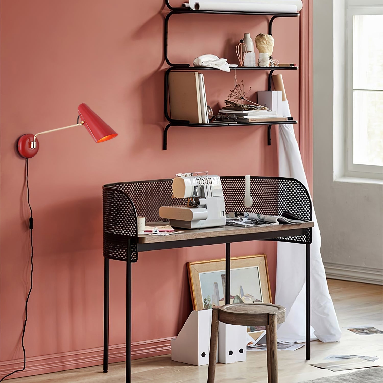 modern-birdy-style-minimalist-adjustable-swing-arm-wall-sconce-with-geometric-shade