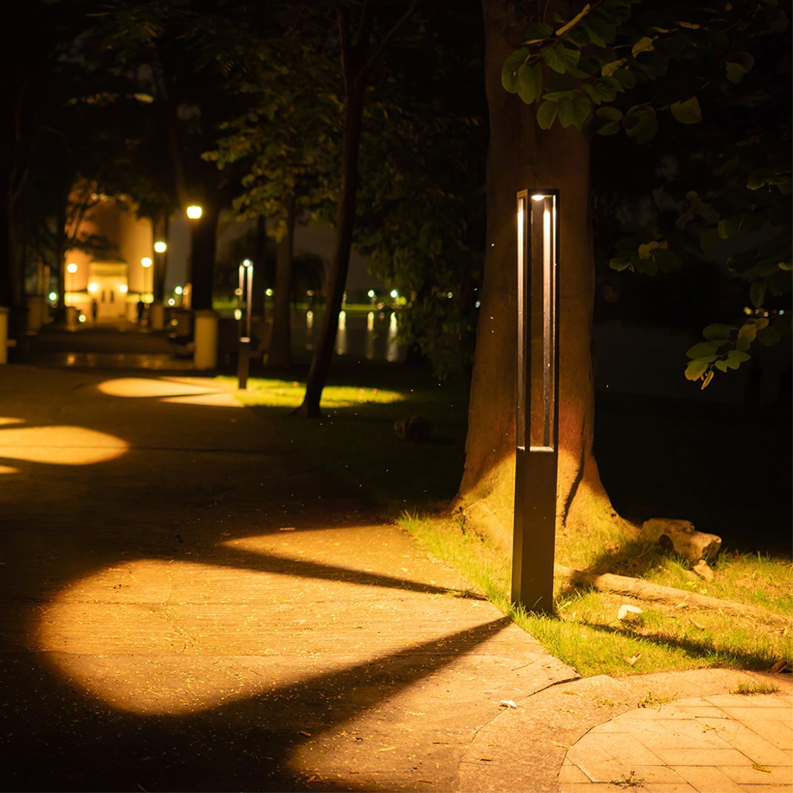 Modern Geometric Outdoor LED Post Light Minimalist Landscape Garden Column Street Lamp IP65