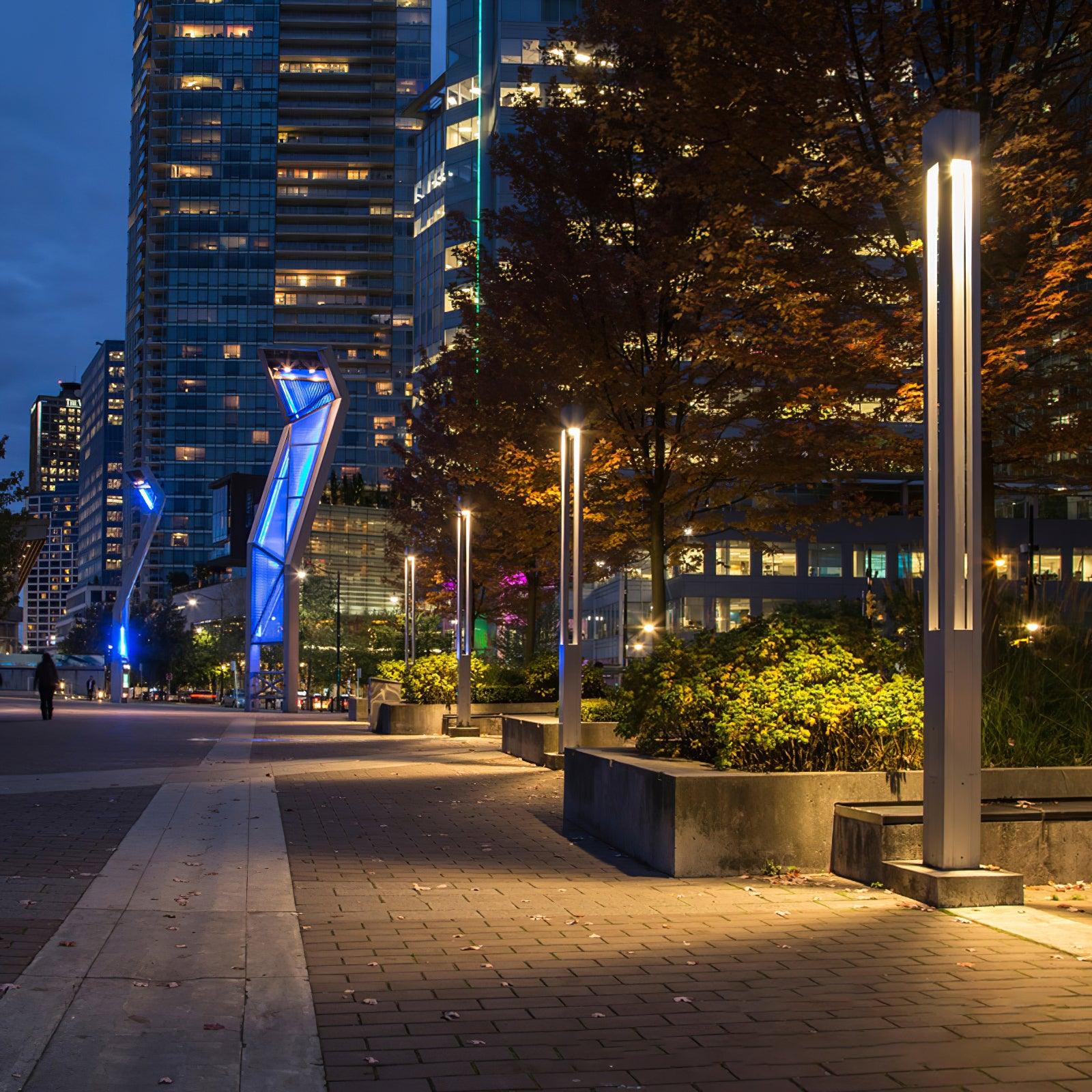 Modern Geometric Outdoor LED Post Light Minimalist Landscape Garden Column Street Lamp IP65
