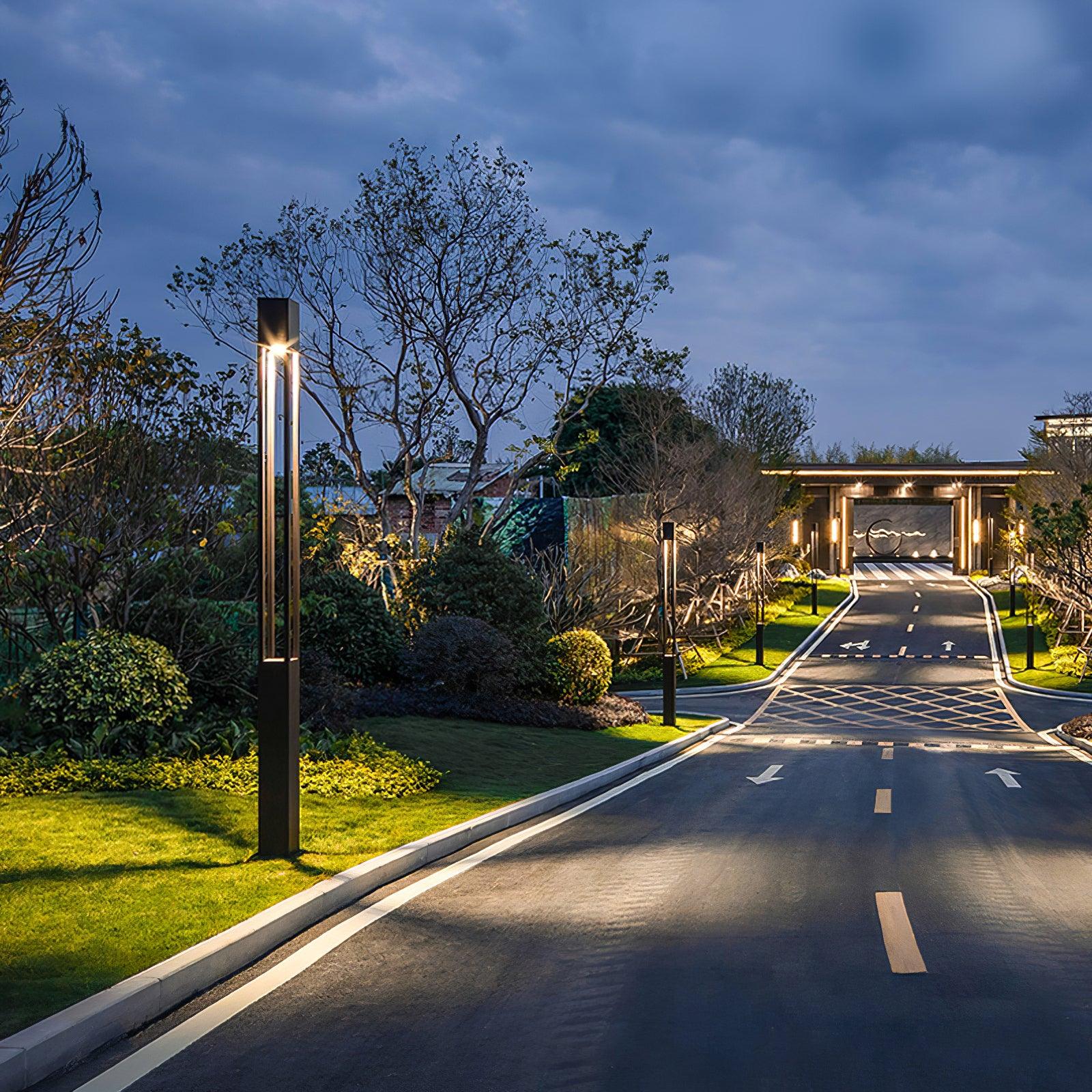 Modern Geometric Outdoor LED Post Light Minimalist Landscape Garden Column Street Lamp IP65