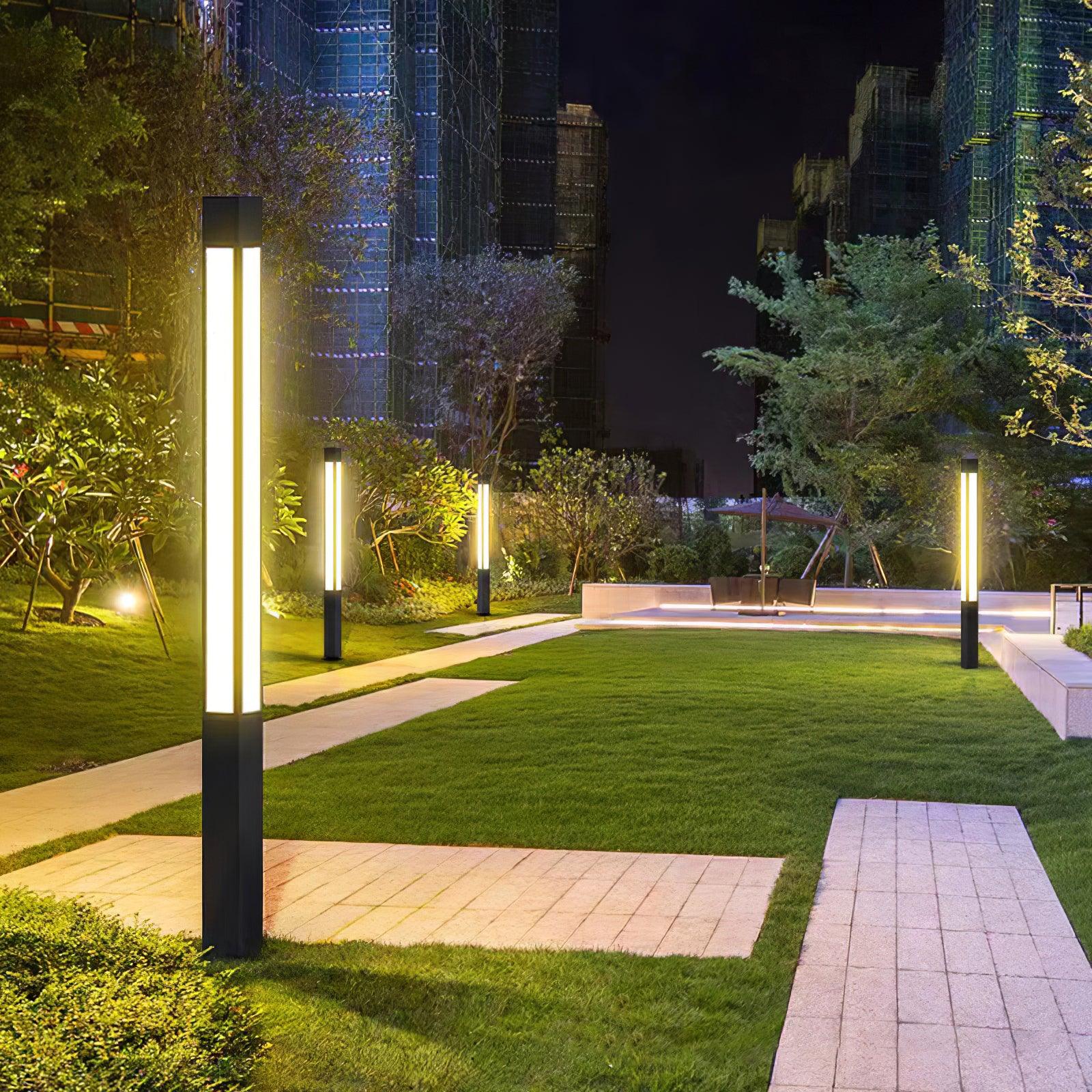 Modern Geometric Outdoor LED Post Light Minimalist Landscape Garden Column Street Lamp IP65