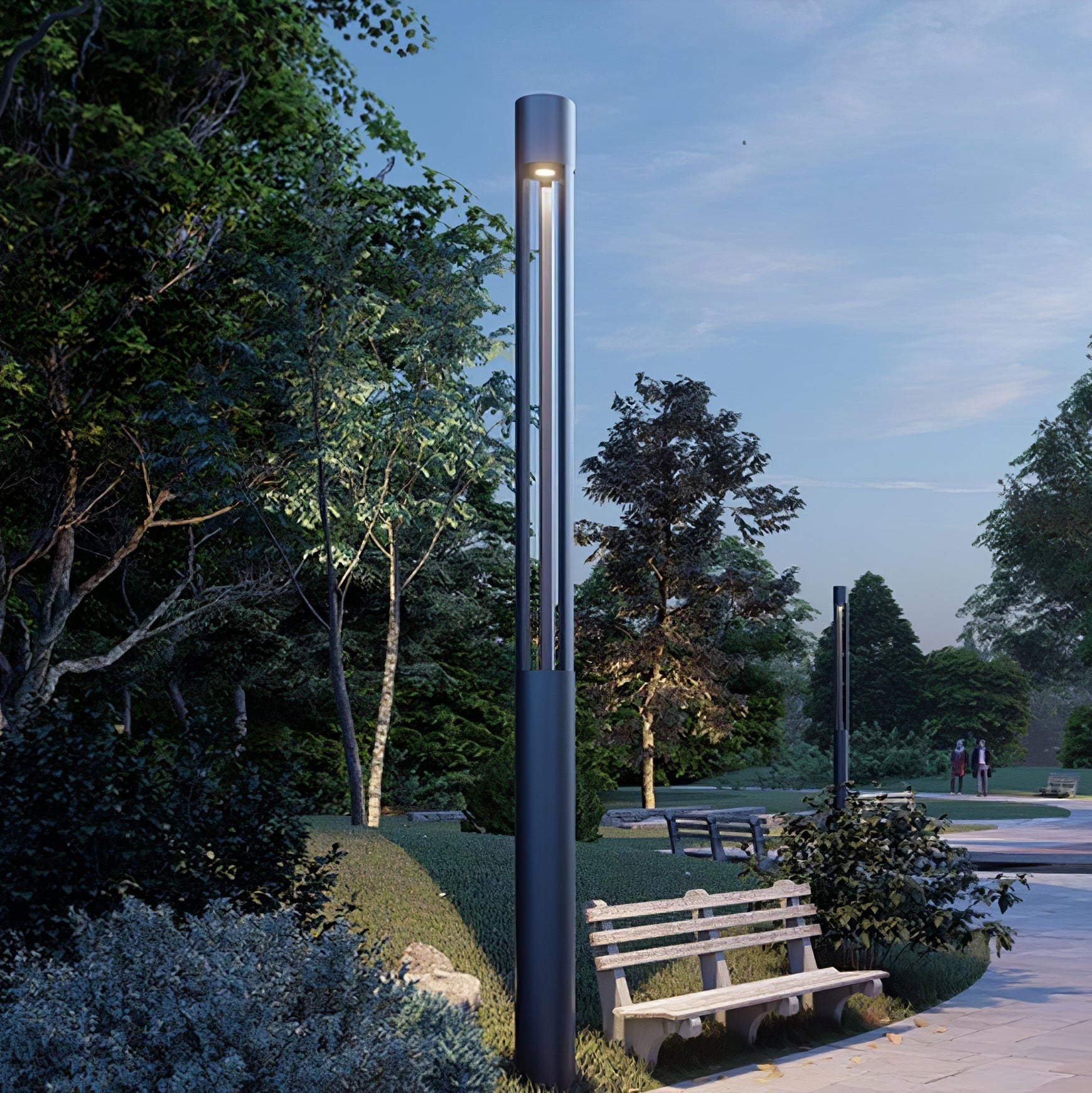Modern Geometric Outdoor LED Post Light Minimalist Landscape Garden Column Street Lamp IP65