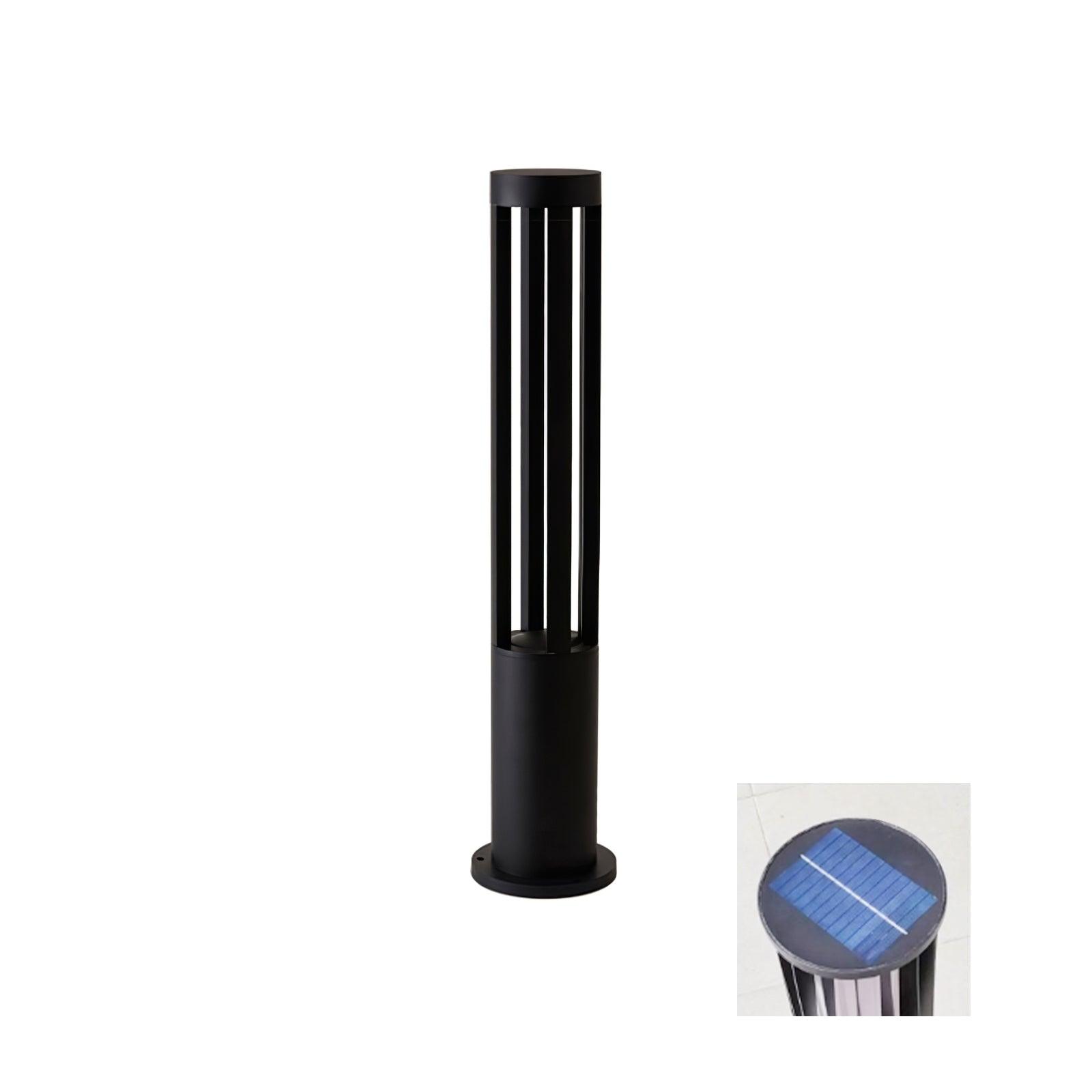 Modern Aluminum Black Cylindrical Solar Post Light Waterproof Outdoor Garden Pathway Lamp