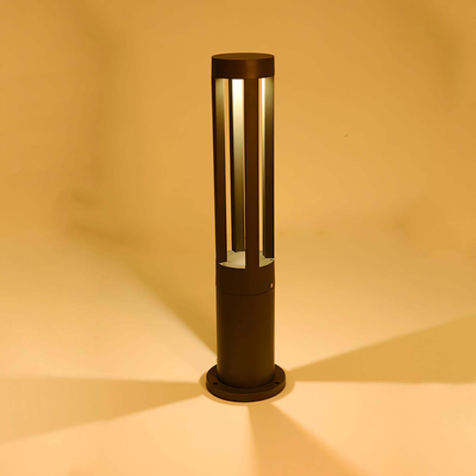 Modern Aluminum Black Cylindrical Solar Post Light Waterproof Outdoor Garden Pathway Lamp