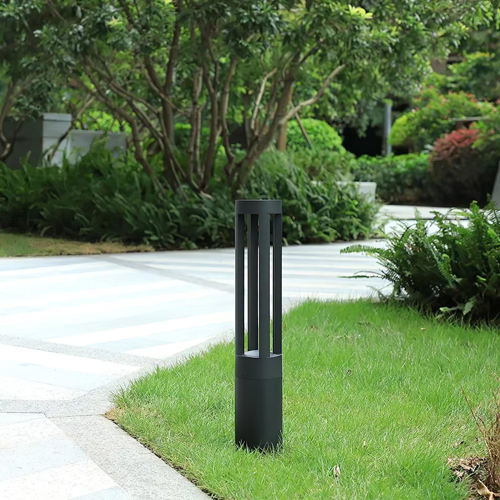 Modern Black Cylindrical LED Garden Post Light Waterproof Path Outdoor Bollard Lamp