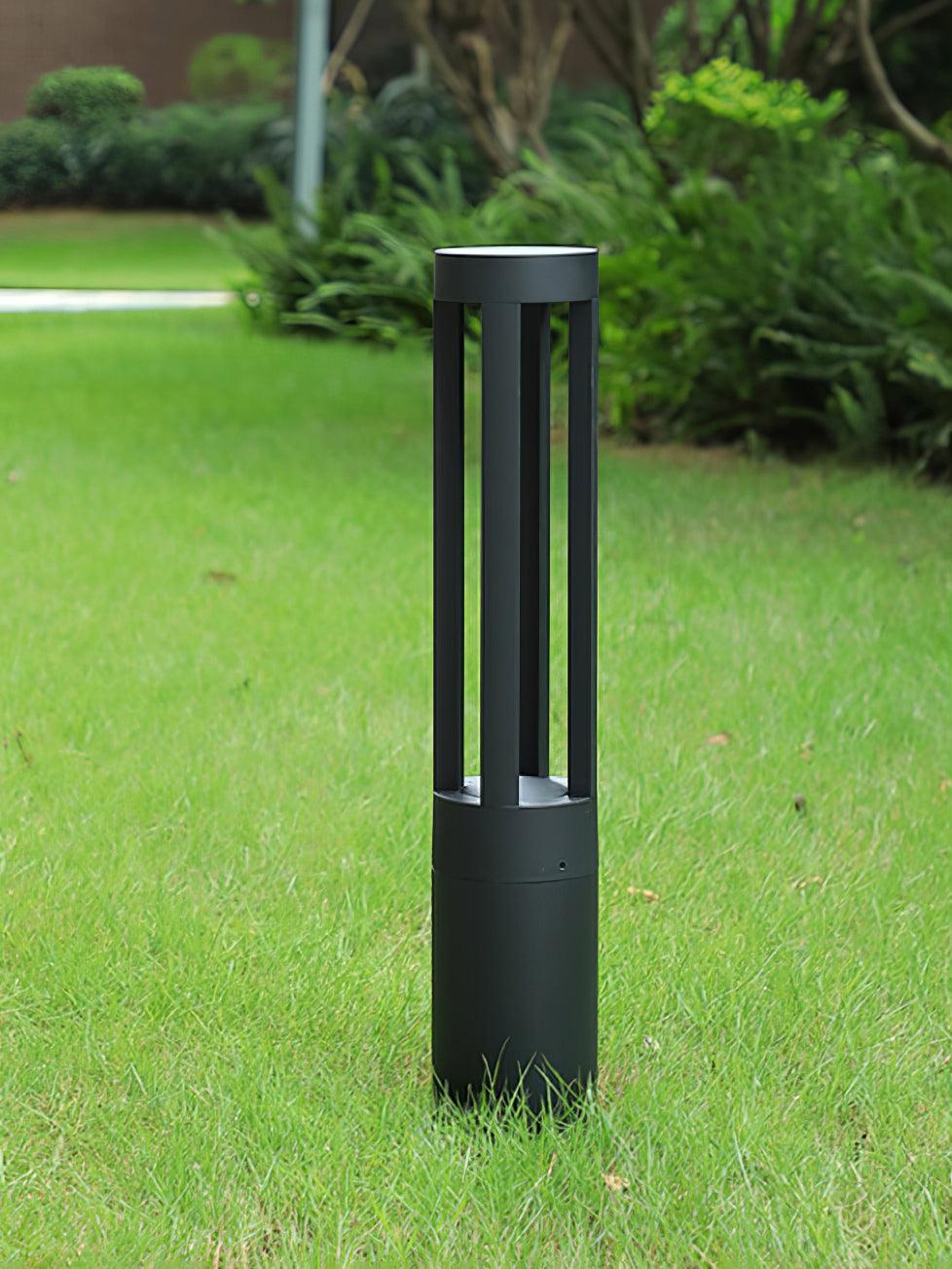 Modern Black Cylindrical LED Garden Post Light Waterproof Path Outdoor Bollard Lamp