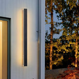 Modern Waterproof Solar Powered LED Outdoor Wall Light Long Strip Patio Sconce with Remote Control