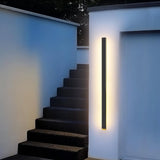 Modern Waterproof Solar Powered LED Outdoor Wall Light Long Strip Patio Sconce with Remote Control