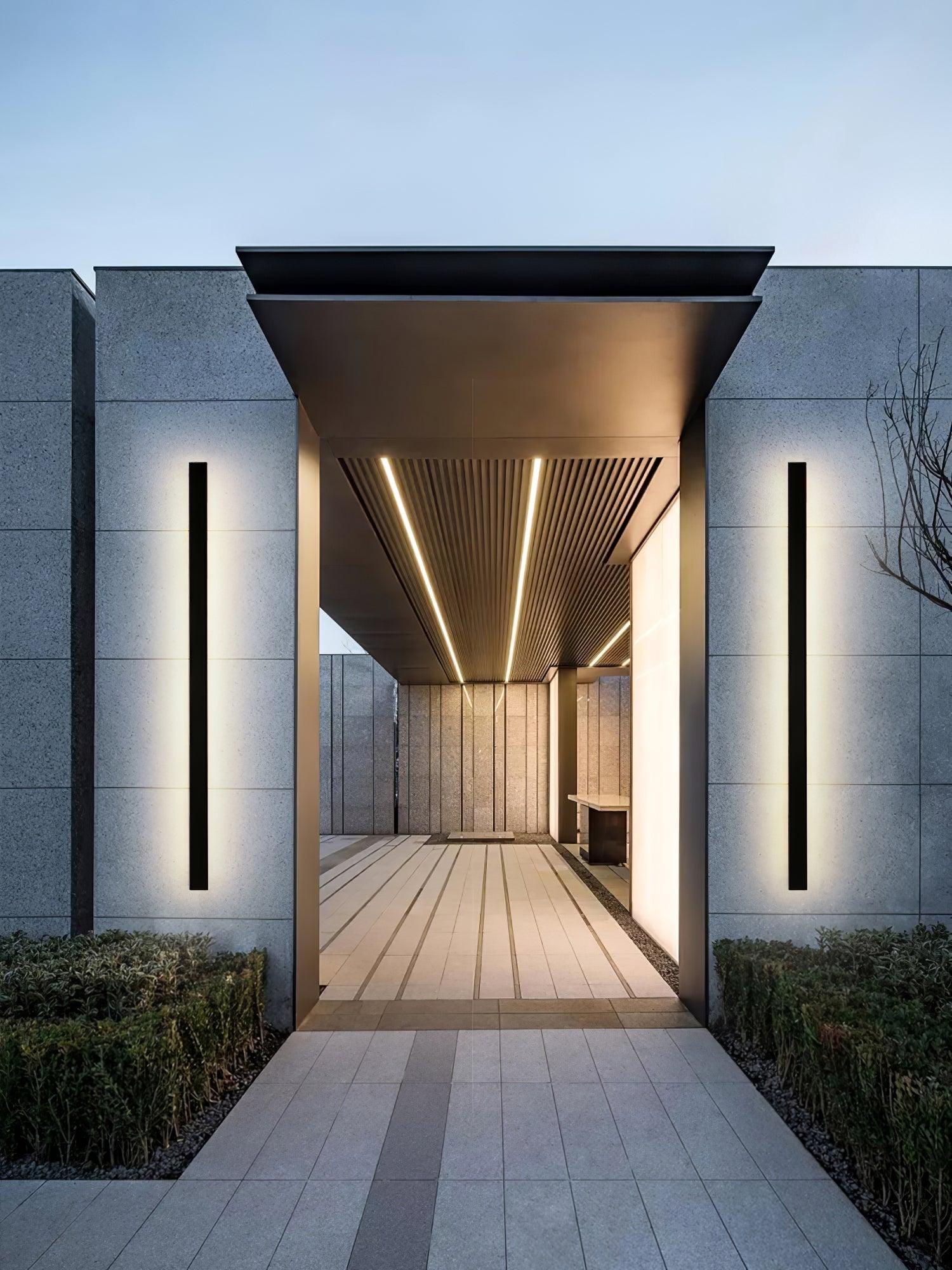Modern Waterproof Solar Powered LED Outdoor Wall Light Long Strip Patio Sconce with Remote Control
