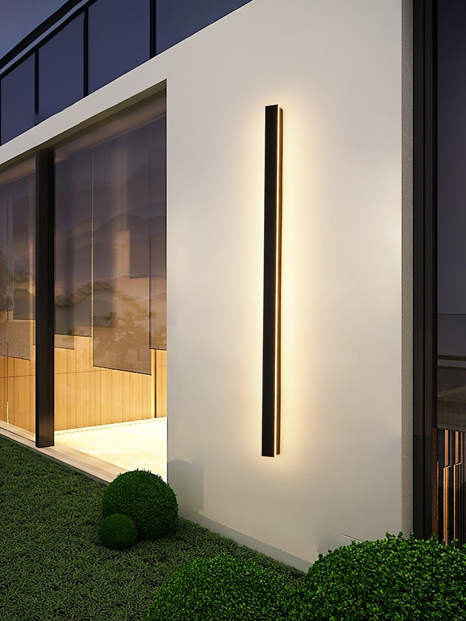 Modern Waterproof Solar Powered LED Outdoor Wall Light Long Strip Patio Sconce with Remote Control
