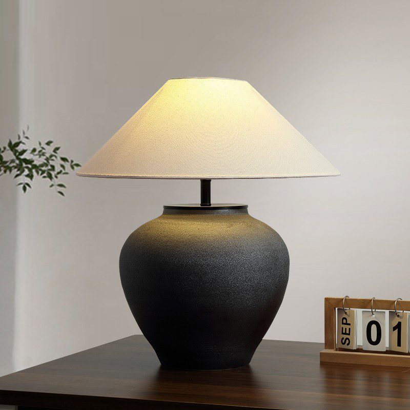 modern-wabi-sabi-handcrafted-ceramic-table-lamp-black-mud-texture-bedside-desk-light