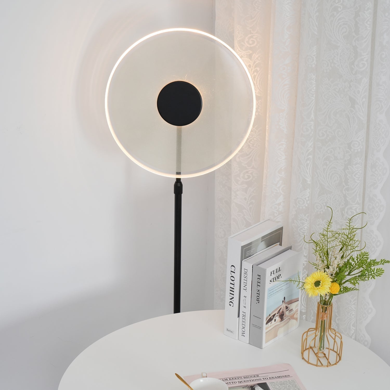Luxora Acrylic LED Floor Lamp Modern Metal Standing Light for Contemporary Living Room Office