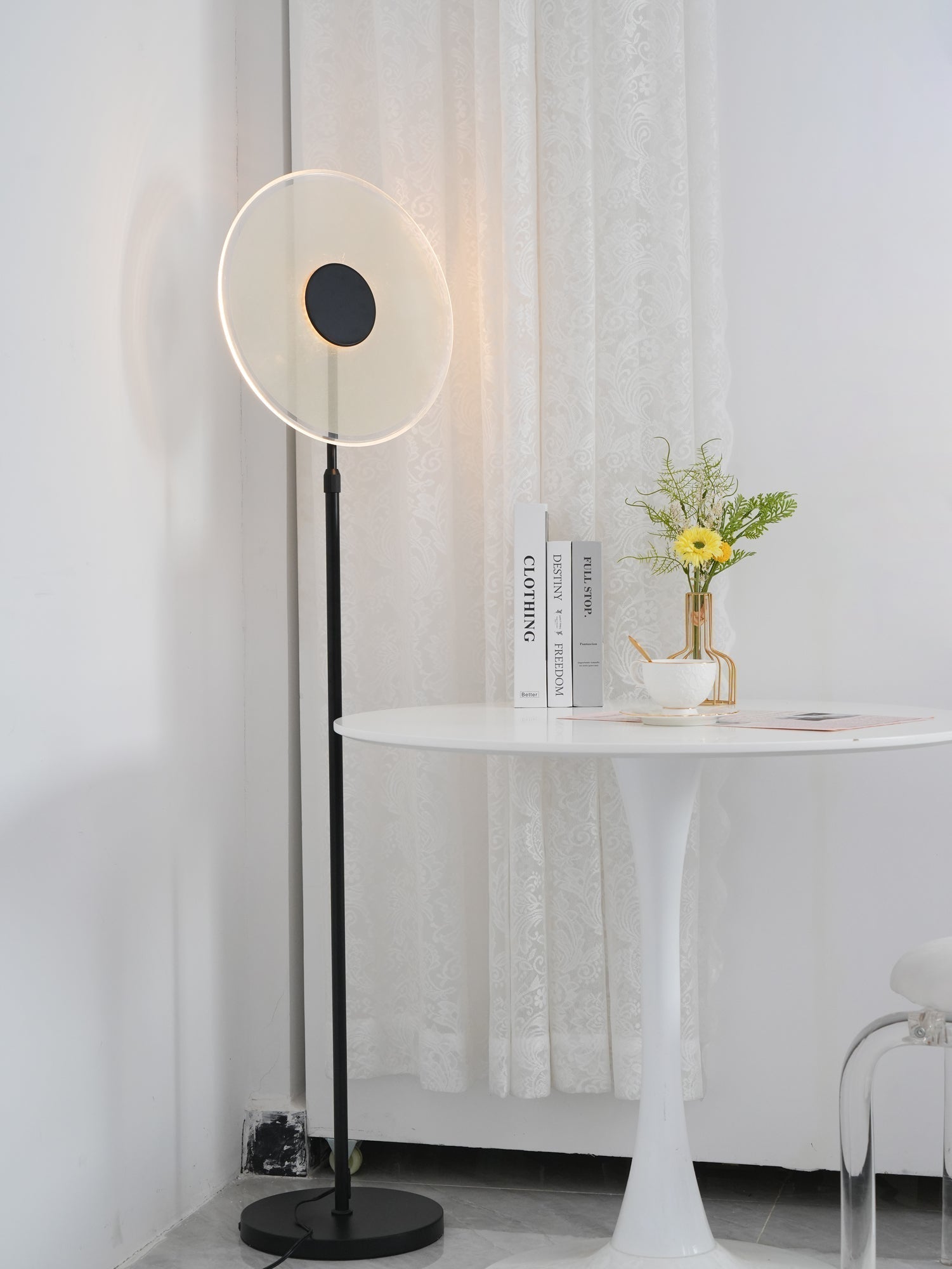 Luxora Acrylic LED Floor Lamp Modern Metal Standing Light for Contemporary Living Room Office