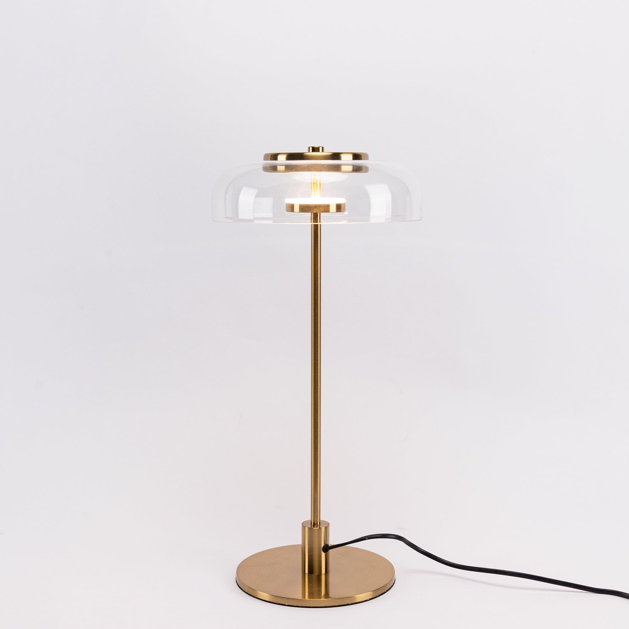Modern Solara Brass and Glass LED Table Lamp for Living Room and Office