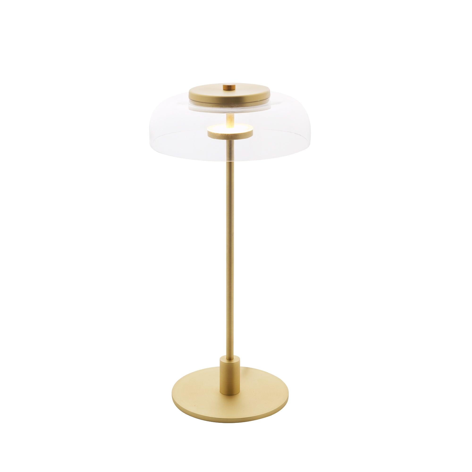 Modern Solara Brass and Glass LED Table Lamp for Living Room and Office