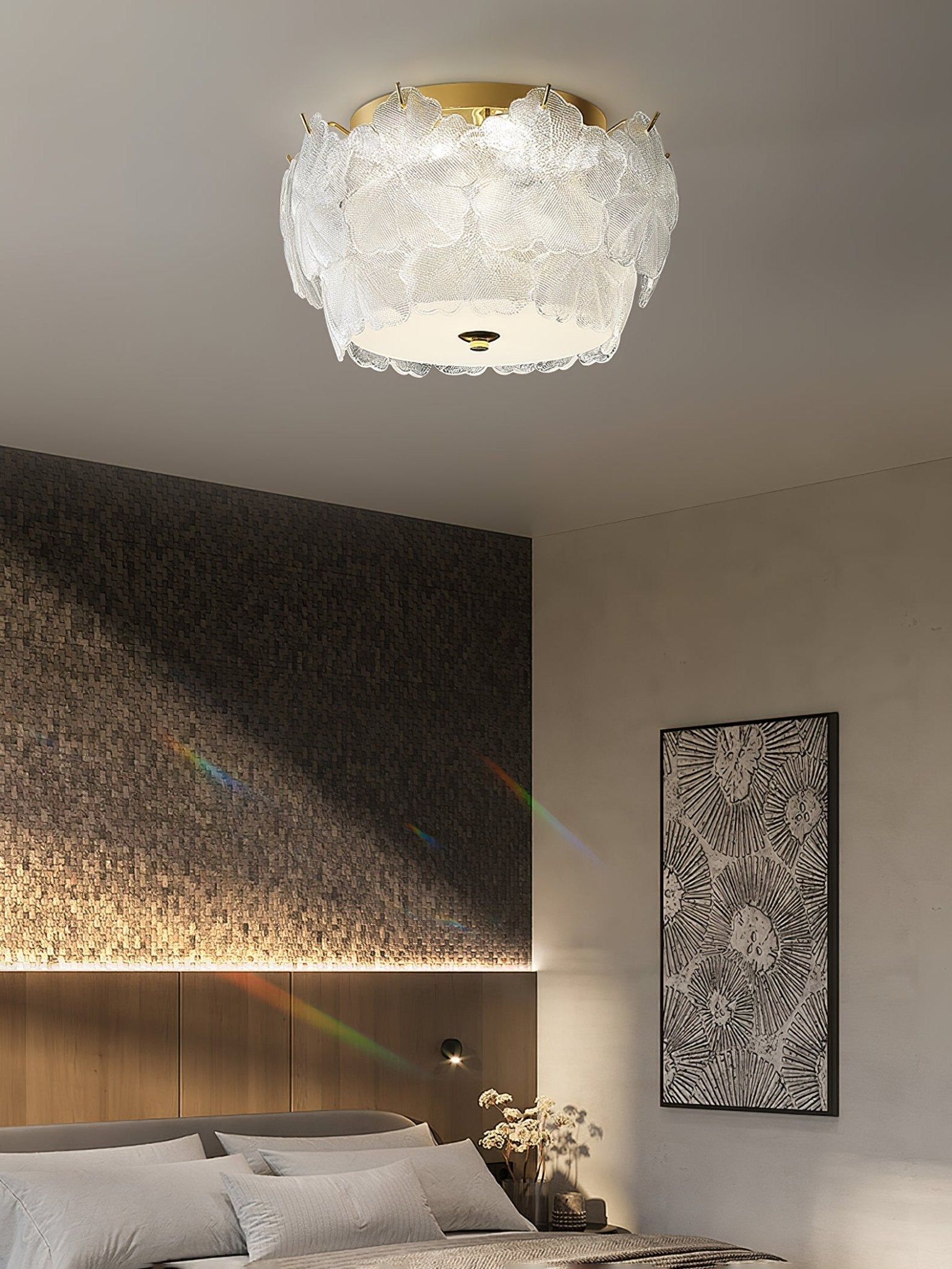 Modern Blossom Cluster Glass Ceiling Light Fixture with Gold Finish for Living Room