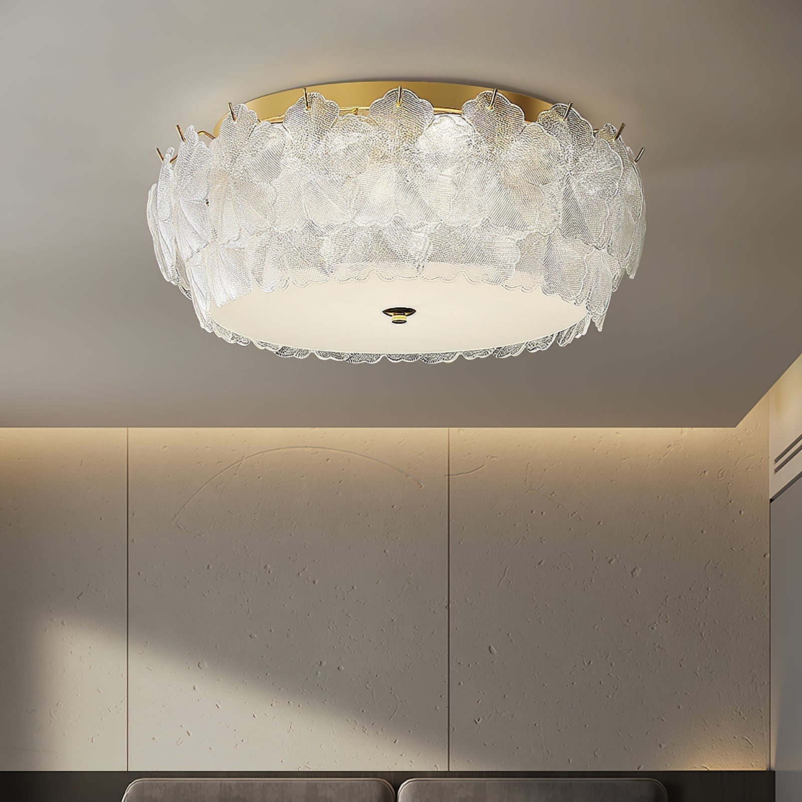 Modern Blossom Cluster Glass Ceiling Light Fixture with Gold Finish for Living Room