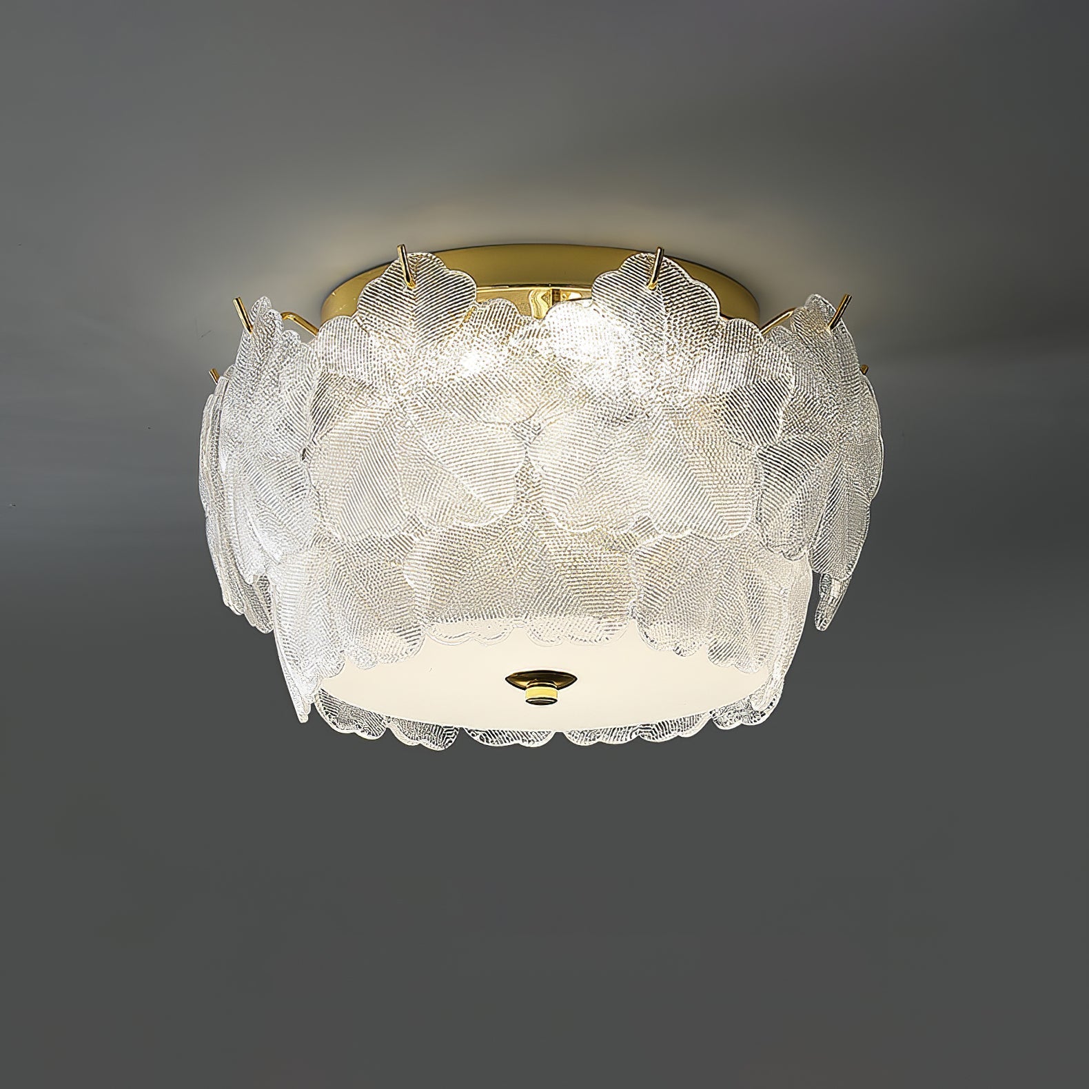Modern Blossom Cluster Glass Ceiling Light Fixture with Gold Finish for Living Room