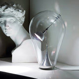 Blow Modern Glass Globe Table Lamp with Chrome Finish and Integrated LED for Nightstands