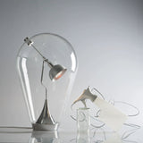 Blow Modern Glass Globe Table Lamp with Chrome Finish and Integrated LED for Nightstands
