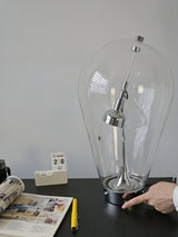 Blow Modern Glass Globe Table Lamp with Chrome Finish and Integrated LED for Nightstands