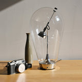 Blow Modern Glass Globe Table Lamp with Chrome Finish and Integrated LED for Nightstands