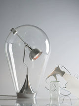 Blow Modern Glass Globe Table Lamp with Chrome Finish and Integrated LED for Nightstands