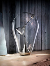 Blow Modern Glass Globe Table Lamp with Chrome Finish and Integrated LED for Nightstands