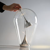 Blow Modern Glass Globe Table Lamp with Chrome Finish and Integrated LED for Nightstands