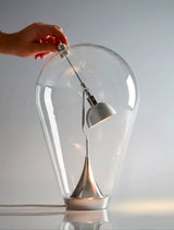 Blow Modern Glass Globe Table Lamp with Chrome Finish and Integrated LED for Nightstands