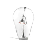 Blow Modern Glass Globe Table Lamp with Chrome Finish and Integrated LED for Nightstands