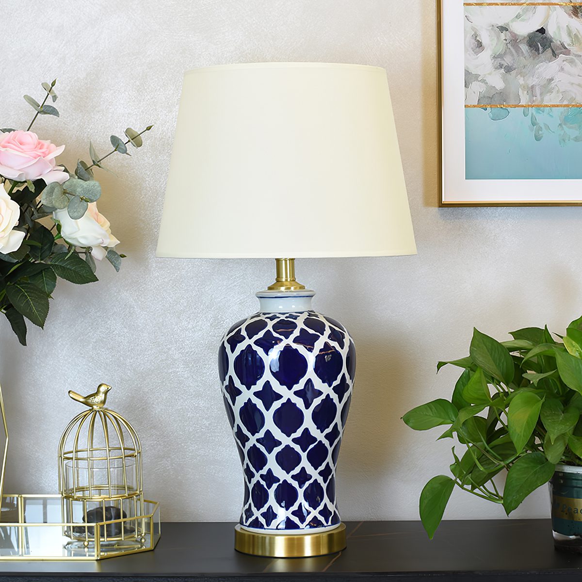 modern-blue-and-white-ceramic-table-lamp-with-fabric-shade-for-living-room-bedroom