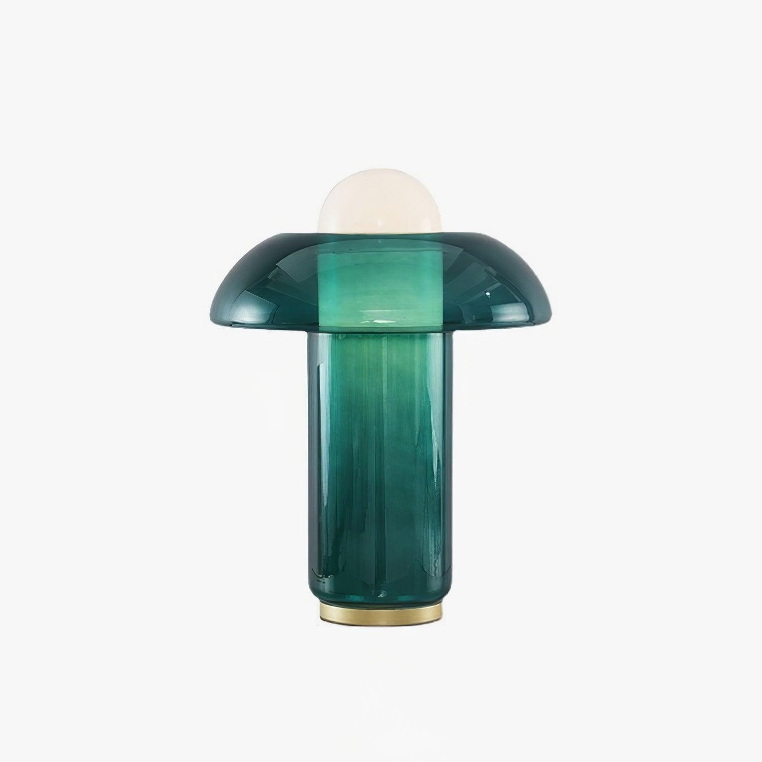 Green Glass Mushroom Table Lamp Mid Century Modern Bedside Nightstand Lighting for Living Room