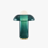 Green Glass Mushroom Table Lamp Mid Century Modern Bedside Nightstand Lighting for Living Room